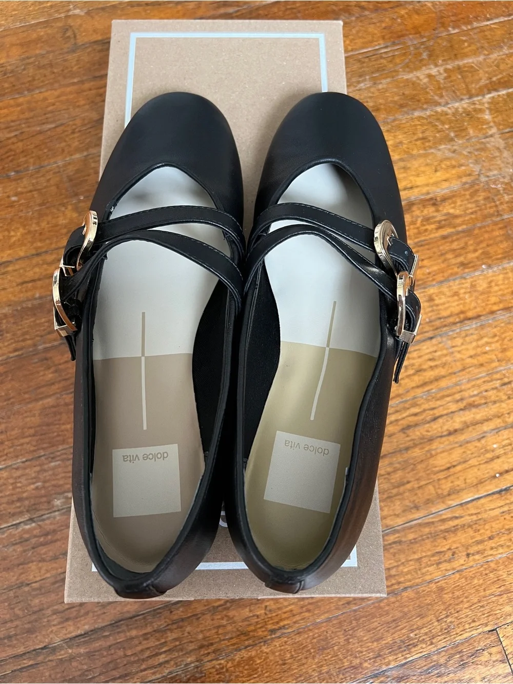 Dolce Vita Baylee Mary Jane Flats in Black Leather